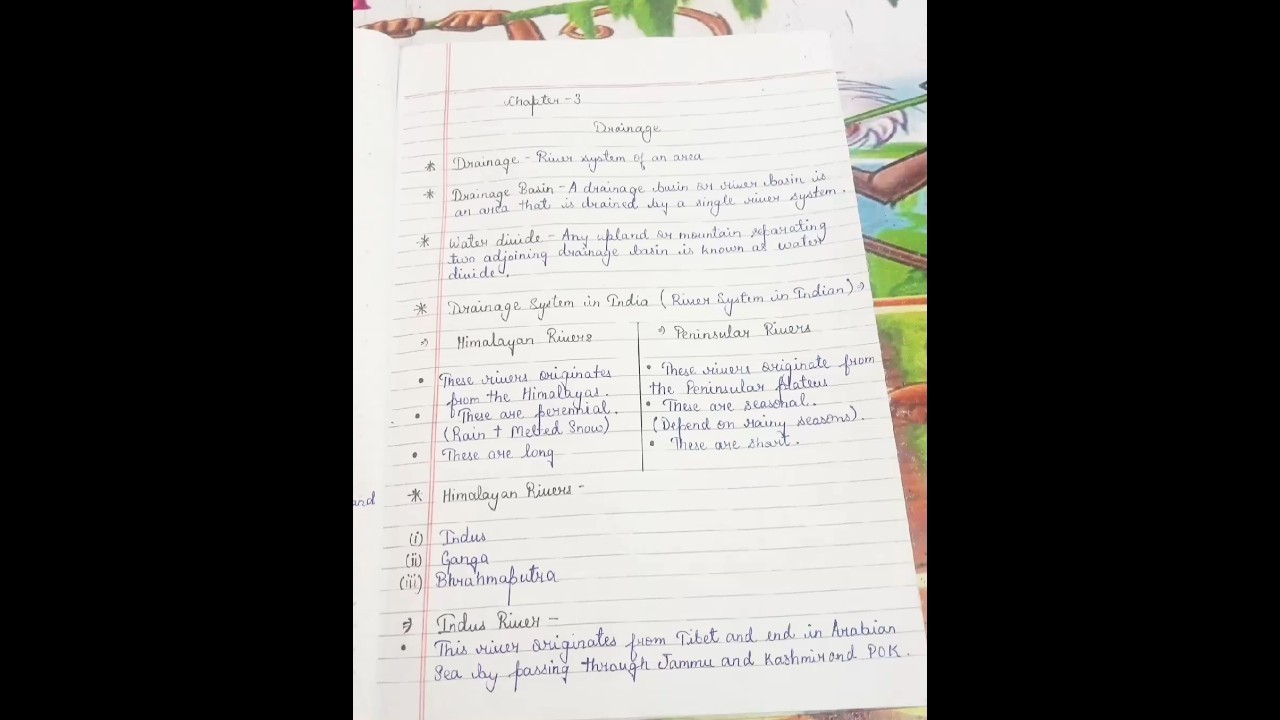 😰Class 9 geography chapter 3 Drainage notes 😱#shorts #notes #ncert
