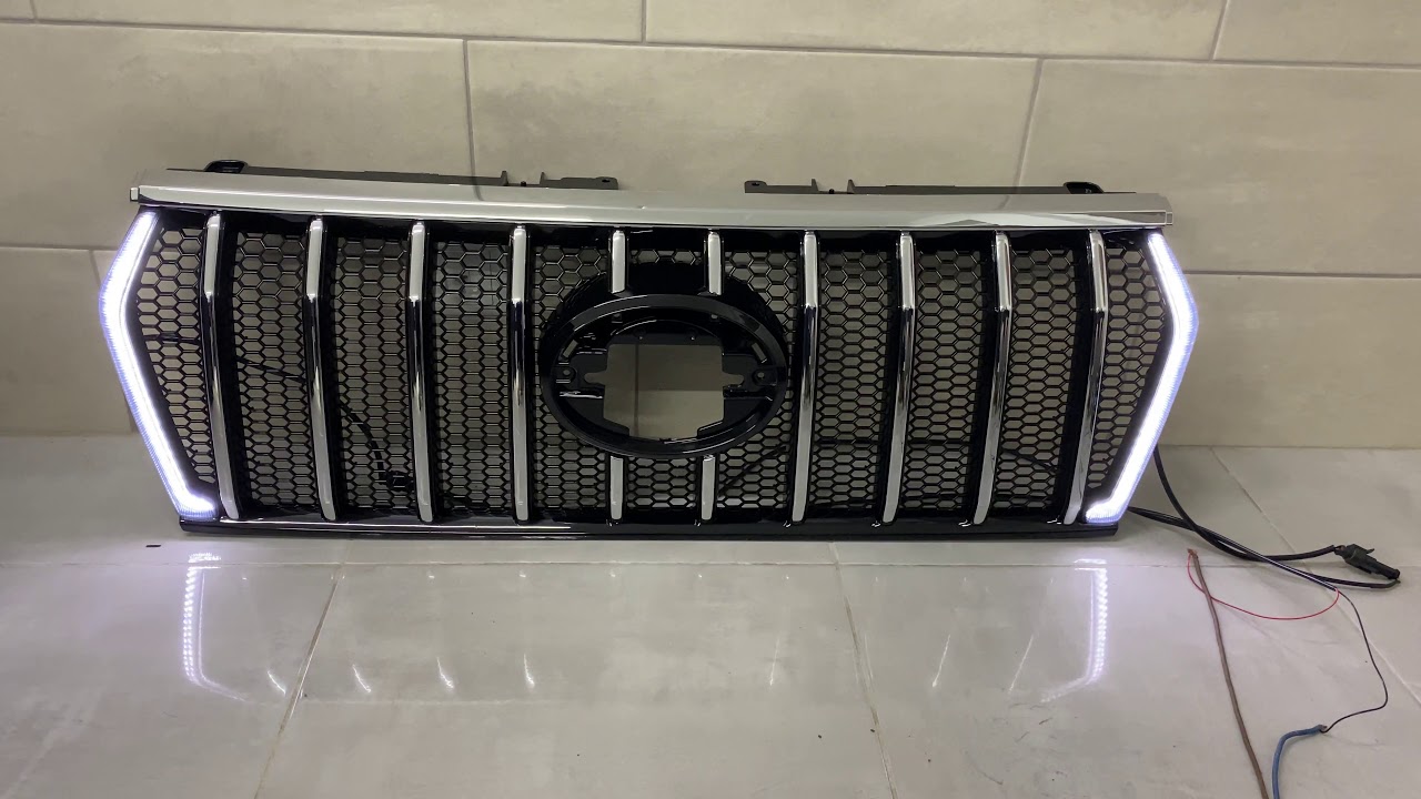 Toyota Land Cruiser Prado 150 2009-2023 гг. Решетка радиатора 2017↗ LED (Zeus Silver) Video 2