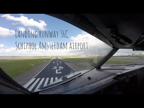 Landing runway 36C at Schiphol Amsterdam airport (AMS EHAM)