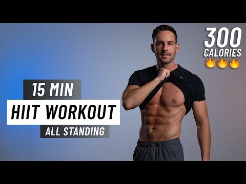 15 Min Fat Burning HIIT Workout - ALL STANDING - (No Equipment, No Repeat)
