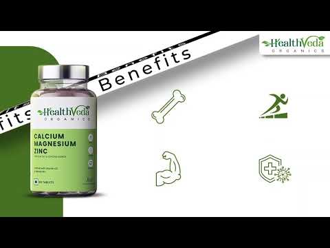 Health Veda Organics Calcium, Magnesium & Zinc Tablets for Strong Bones
