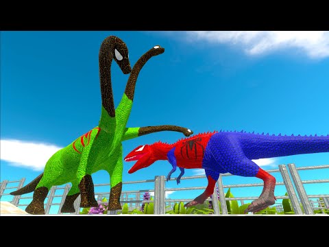 3 HEAD BRACHIOSAURUS  vs T-REX GODZILLA DEATH RUN - Animal Revolt Battle Simulator