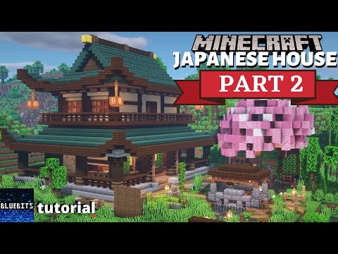 BlueBits - Minecraft Tutorial - How to Build the Japanese House Interior and Garden with Pond