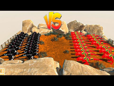 T-Rex Superman Army VS Spinosaurus Superman Army - Animal Revolt Battle Simulator
