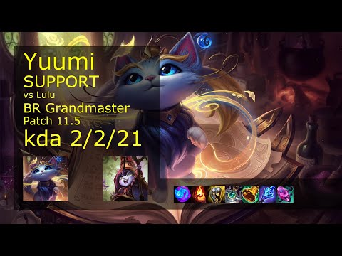 Yuumi Support vs Lulu - BR Grandmaster 2/2/21 Patch 11.5 Gameplay