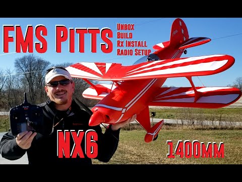 FMS - Pitts 1400mm - Unbox, Build, Radio Setup, & Maiden Flight