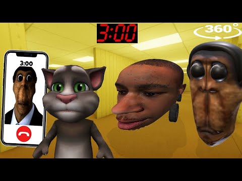 OBUNGA vs DABABY at 3:00 CHASING US in BACKROOMS - Minecraft 360°