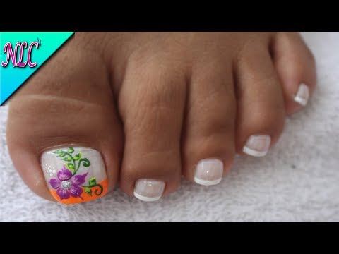 DECORACIÓN DE UÑAS PARA PIES FLOR Y FRANCÉS♥ – FRENCH NAIL ART – FLOWER NAIL ART – NLC