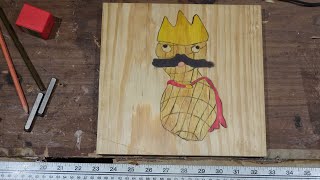 The Origin of The Mustached Peanut (wood Burning With Colour)