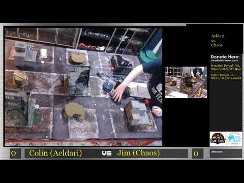 Charity Hammer Stream 2 Game 15 - Colin Sherman (Eldar/Druhkari) vs Jim Vesal (Chaos)