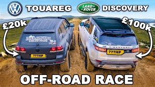 [carwow] £100k Land Rover Discovery v £20k VW Touareg: OFF-ROAD RACE!