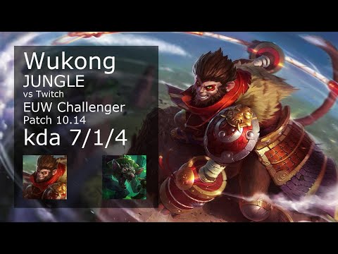 Wukong vs Twitch Jungle - EUW Challenger 7/1/4 Patch 10.14 Gameplay