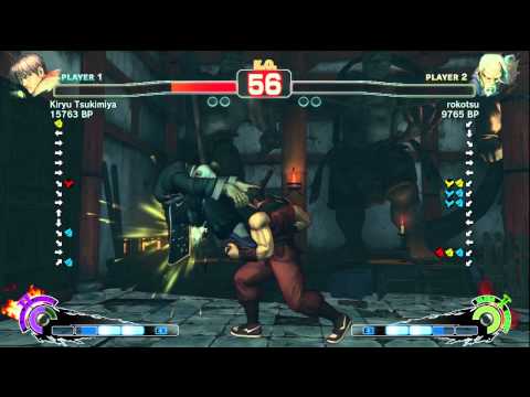 Kiryu Tsukimiya [Guy] vs rokotsu [Gen] SSF4 Japanese Online Ranked Matches - TRUE-HD