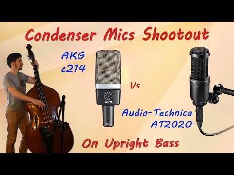 AKG C 214 vs Audio Technica AT2020 - Condenser Mics Shootout on Upright Bass - Want 2 Check