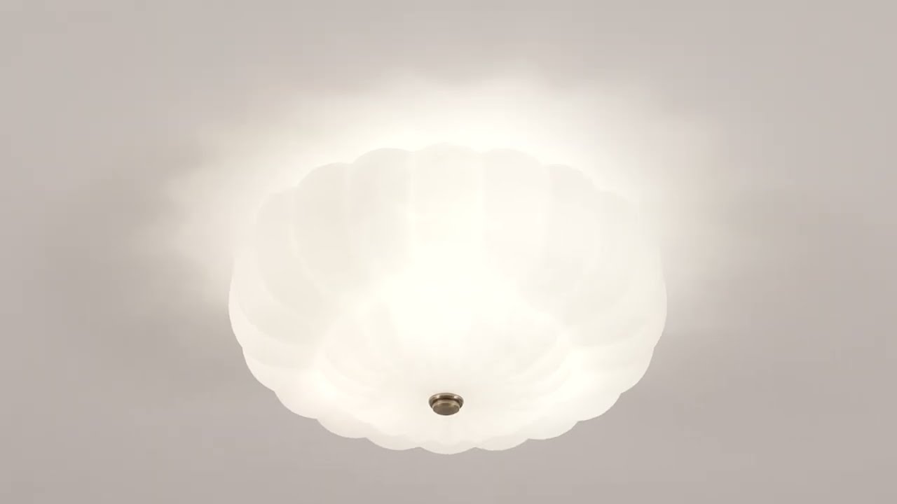 Video 1 Watch A Video About the Possini Euro Ayrah Aged Brass Cloud Glass Ceiling Light