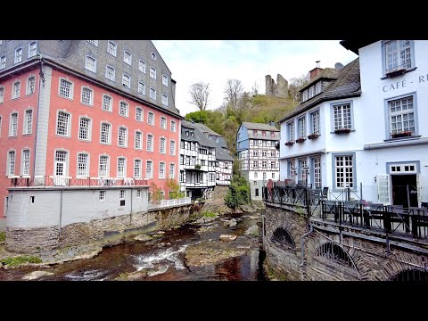4K60 Monschau Germany EMPTY TOWN Walking Tour - Church Bells Binaural 2021.05.13 DJI Pocket 2