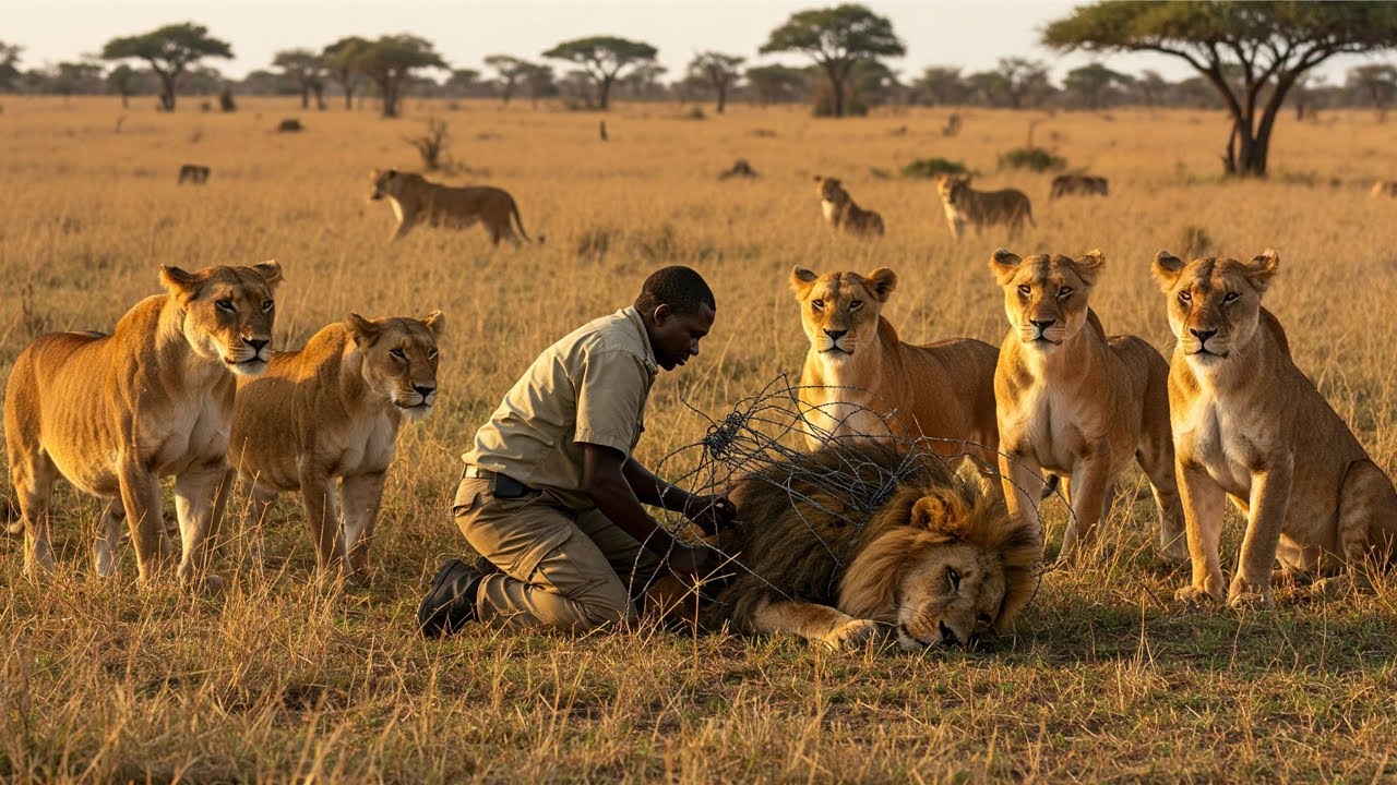 He Freed a Lion from Barbed Wire, What the Lions Do Next Will Leave You Speechless!