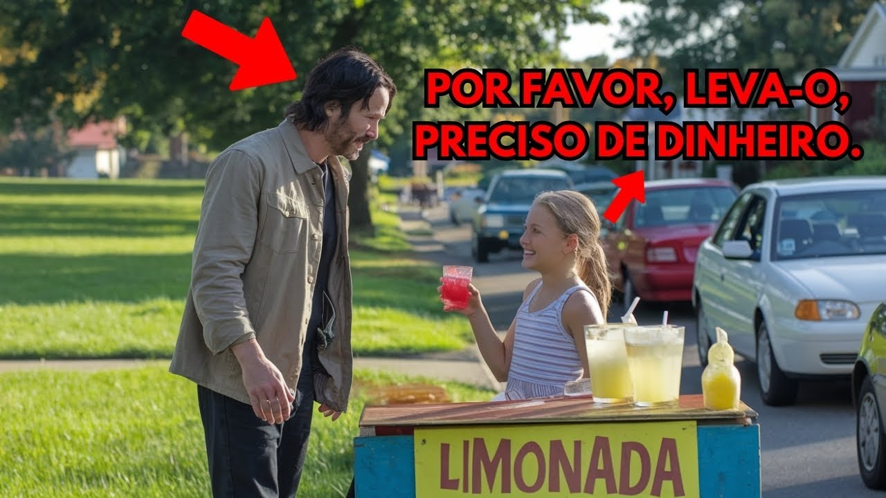 Uma rapariga vende limonada para a quimioterapia, e Keanu Reeves aparece e surpreende todos.