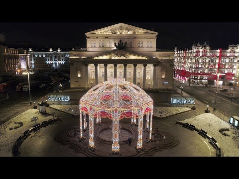 Новогодняя Москва 2018 с квадрокоптера 4К. New Year Moscow 2018 Aerial 4K. Christmas in Moscow 2018