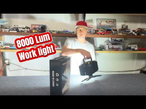 An 8000 lumens rechargeable shop light.  How Awesome!  360° rotation, 180 forward/backwards, magnet