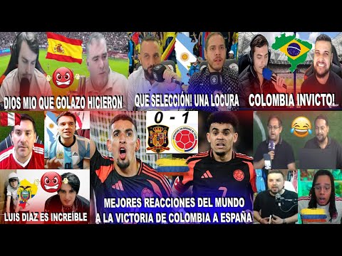 MEJORES REACCIONES DEL MUNDO A ESPAÑA 0-1 COLOMBIA CON GOLAZO DE MUÑOZ Y SHOW DE LUCHO DÍAZ Y JAMES