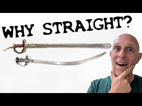 Why were STRAIGHT SWORDS chosen in places where CURVED SWORDS were more normal?
