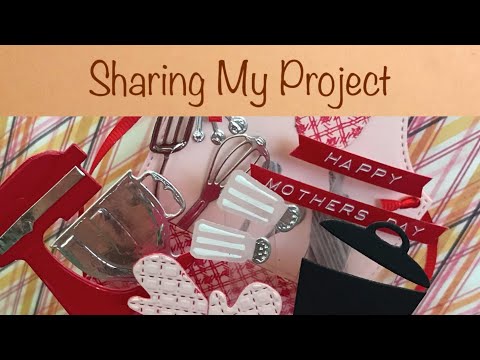 #63 [3]Sharing My Project : Pop Up Card with Apron,Kitchen Tools & Bread Dies.Embossing Folder+DYMO.