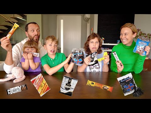 Familjen testar godis från Island