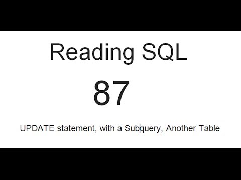 Reading Sql Update Statement With A Subquery Another Table Sql Tutorial 87