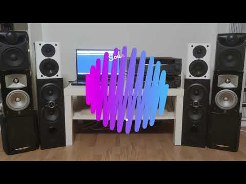 Stereo amplifier Kenwood Series 21 R-A150 on white Yamaha NX-E700 speakers