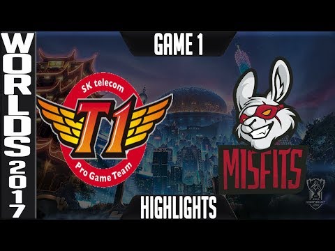 SKT vs MF Highlights Game 1 - Quarterfinal World Championship 2017 SK telecom T1 vs Misfits Worlds