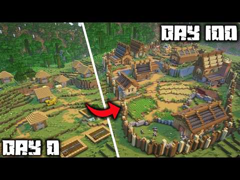 I Spent 100 Days TRANSFORMING a Plains Village in Minecraft!