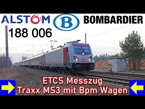 Die 200Km/H Traxx MS3 188 006 mit dem Belgischen SNCB Messzug! Auf ETCS Testfahrten um Finsterwalde!