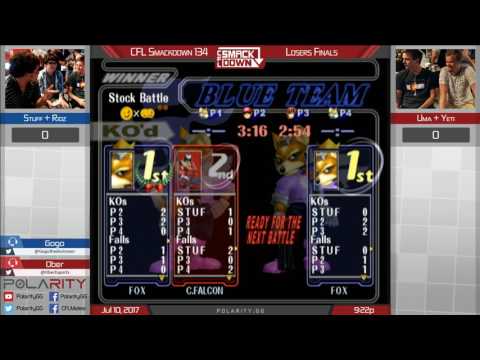 CFL Smackdown 134 Melee - Stuff + Ridz vs Uma + Yeti - Doubles Losers Finals