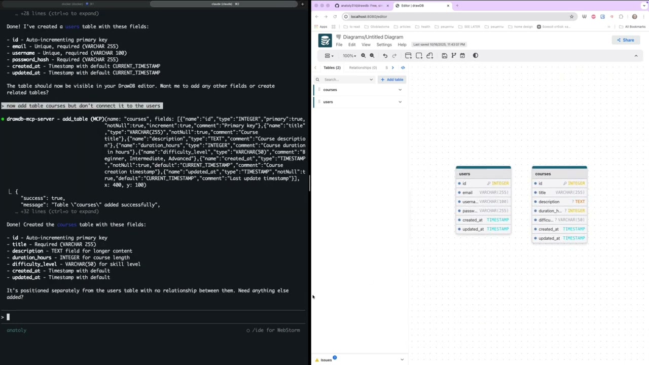 DrawDB + MCP Integration: AI-Powered Database Design Demo