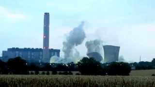 preview picture of video 'Didcot A power station cooling tower demolition, end of an era, sad day!!'