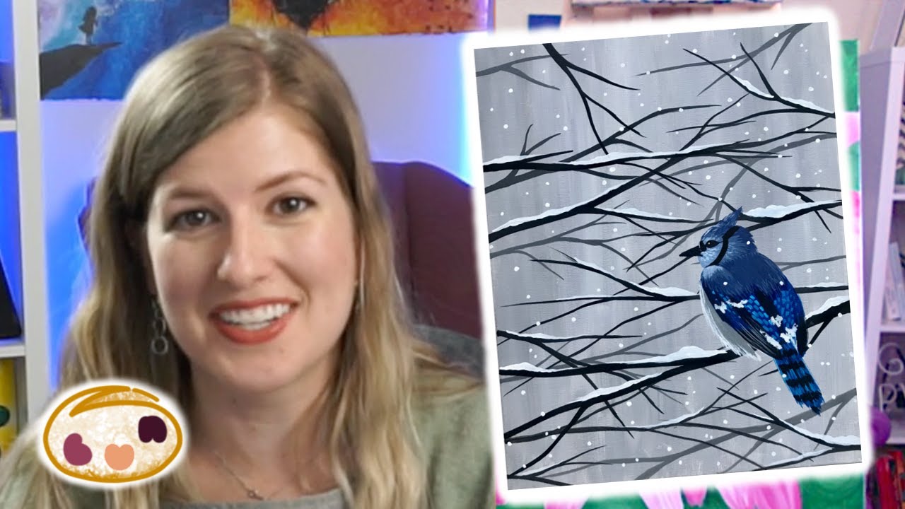 Learn to Paint 'Winter Blues'! Step by Step Acrylic Painting Tutorial by erinbunpaints