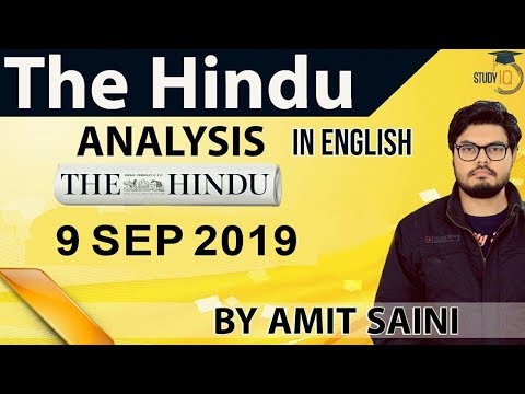 English 9 September 2019 - The Hindu Editorial News Paper Analysis [UPSC/SSC/IBPS] Current Affairs