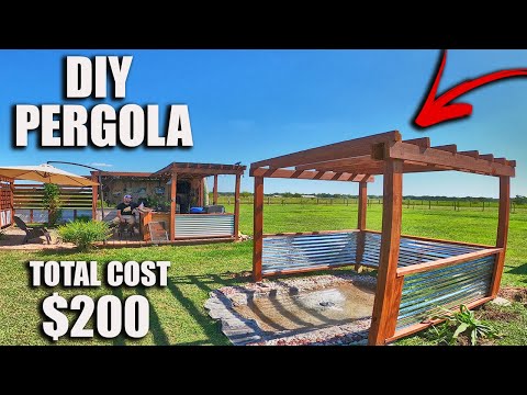 DIY Pergola Build Start To Finish -  Total Cost of $200