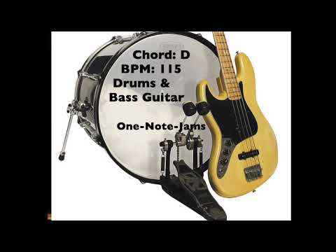 One Note Backing Track - Drums and Bass Guitar in D - BPM 115