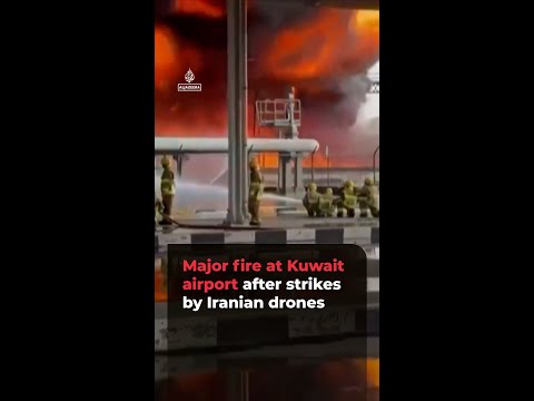 Kuwait airport hit by Iranian drone strikes | #ajshorts