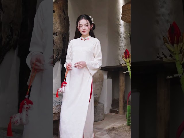 ED26S601 - Sét bộ áo dài lụa gấm hồ điệp