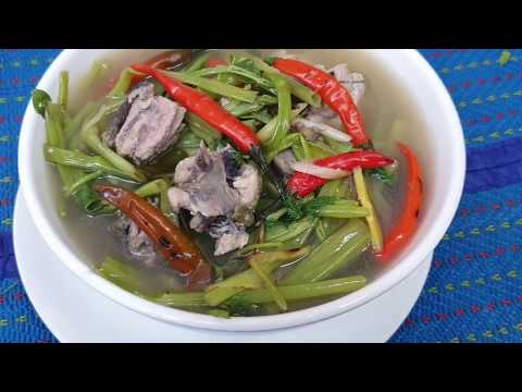 Sweet And Sour Black Chicken Soup With Water Spinach - Siem Reap Style Video