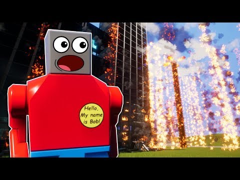 Fire Tornado Takes Out Towers in Lego City! - Brick Rigs Gameplay