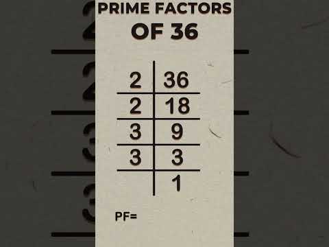Prime Factors of 36 / Factors of 36 / Prime factorisation / #shorts / #primefactor #mathexercise