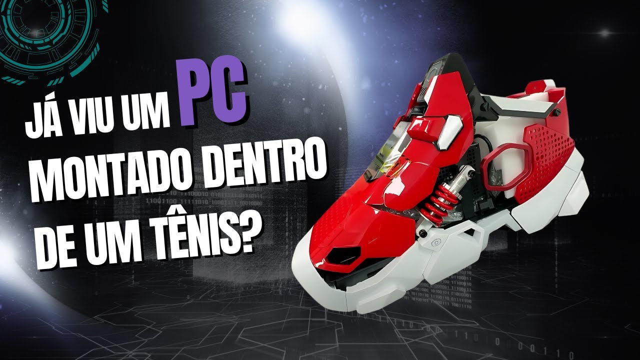 PC montado dentro de um tênis