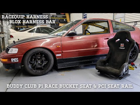 1988 Honda CRX Si Gets a Buddy Club P1 Bucket Seat, PCI Rails, & Racequip Harness