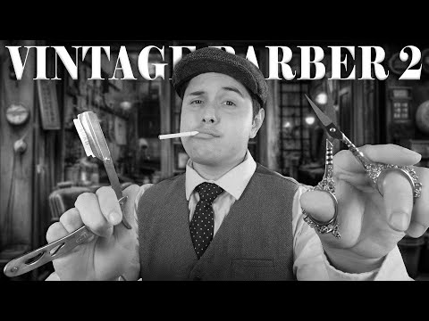 ASMR | 1950's Vintage Barber 2 w/ Old Timey Effect | Haircut & Shave