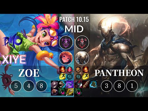 DMO xiye Zoe vs Pantheon Mid - KR Patch 10.15