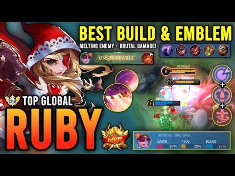 MELTING ENEMY!! RUBY BEST BUILD & EMBLEM 2023 | TOP GLOBAL RUBY GAMEPLAY - MOBILE LEGENDS